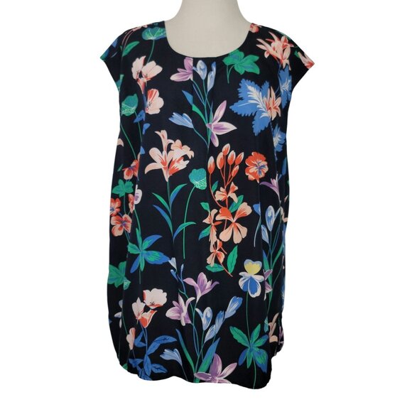 Talbots Womens Floral Print Sleeveless Blouse Button Back Size 16 Polyester - Picture 1 of 10
